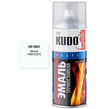 Краска аэрозольная термостойкая до +400°С белая (520мл) <b>KUDO KU-5003</b>