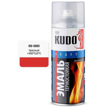 Краска аэрозольная термостойкая до +400°С красная (520мл) <b>KUDO KU-5005</b>