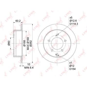 Диск тормозной задний (262x10) подходит для MITSUBISHI Lancer(CY/X) 1.5-2.4 08> <b>LYNXAUTO BN-1086</b>