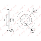Диск тормозной передний (235x18) подходит для TOYOTA Yaris(P10) 1.0-1.4D 99-05 / Echo 1.3-1.5 99-05 / Platz 1.5 99-05 / Vios 1.3 02-08 <b>LYNXAUTO BN-1153</b>