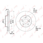 Диск тормозной передний (255x25) подходит для TOYOTA Carina E(T19) 1.6-2.0D 92-97 / Caldina(T19/21) 1.8-2.0D 92-02 / Celica 1.8 93-05 <b>LYNXAUTO BN-1174</b>