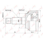 Шрус наружный подходит для HONDA Freed 1.5 09> <b>LYNXAUTO CO-3878</b>