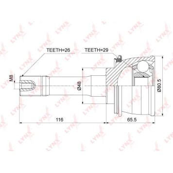 Шрус наружный SUZUKI Grand Vitara I 1.6-2.0 98-03 <b>LYNXAUTO CO-3904</b>