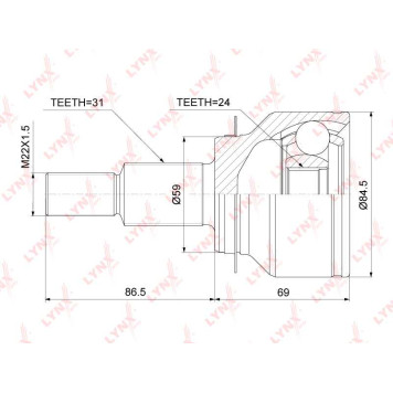 Шрус наружный MAZDA CX-5 2.0 2WD 11-17 <b>LYNXAUTO CO-3918</b>