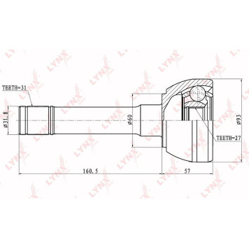 ШРУС наружный перед прав/лев LYNXauto CO-5723-1
