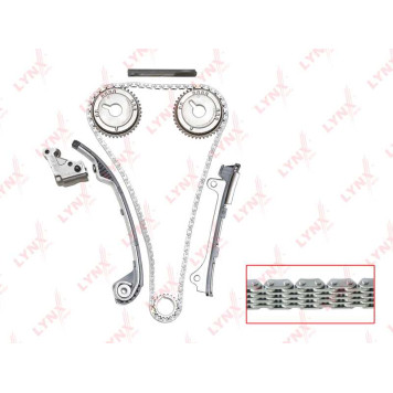 Комплект цепи грм подходит для NISSAN Almera(N16) 1.5-1.8 00> / Almera Tino 1.8 00-06 / Avenir(W11) 1.8 97-05 / Primera(P11/P12) 1.6-1.8 96> (для двс QG) <b>LYNXAUTO TK-0052</b>