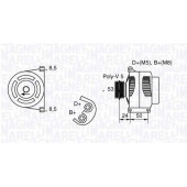 Генератор 105А для FIAT 500(312), PUNTO(188,199), STILO(192), STILO Multi(192) <b>MAGNETI MARELLI 063377007010 / MAN7007</b>