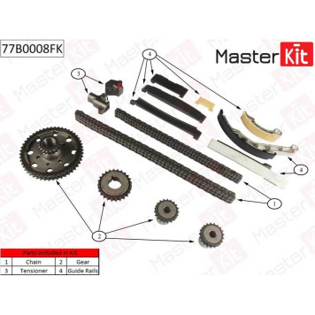 Комплект цепи грм NISSAN Almera Tino/X-Trail 2.2D-2.5D YD22DDT 00> <b>MASTERKIT 77B0008FK</b>-1