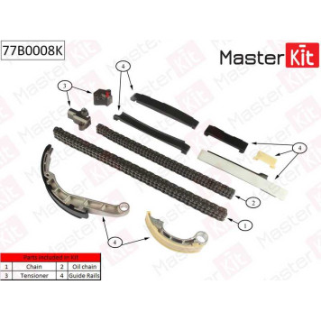 Комплект цепи грм Nissan Almera Tino/X-Trail 2.2D- (без звездочек) <b>MASTERKIT 77B0008K</b>-1