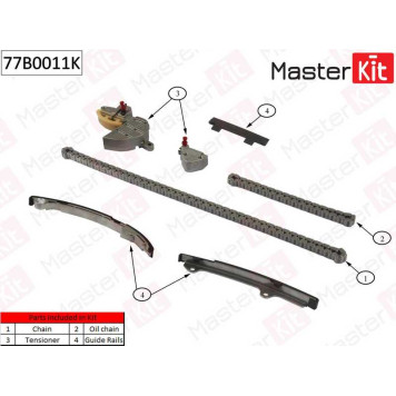 Комплект цепи грм Nissan Primera/X-Trail 2.0i-2.5i (без звездочек) <b>MASTERKIT 77B0011K</b>