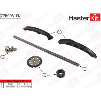 Комплект цепи грм VW TOURAN 1.4 TSI BWK/CAVA  03-10 <b>MASTERKIT 77B0051FK</b>