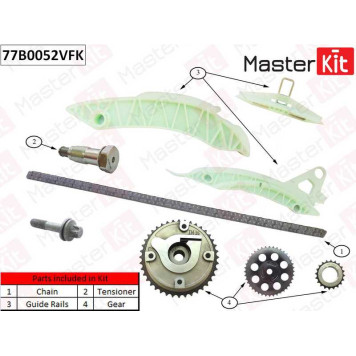 Комплект цепи грм Citroen/Peugeot C4 1.6 THP 140/1.6 THP 1 5FR (EP6DT) (VVT) <b>MASTERKIT 77B0052VFK</b>