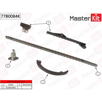 Комплект цепи грм Nissan Primera 2.0i 16V SR20DE 9 (без звездочек) <b>MASTERKIT 77B0084K</b>-1