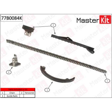 Комплект цепи грм Nissan Primera 2.0i 16V SR20DE 9 (без звездочек) <b>MASTERKIT 77B0084K</b>