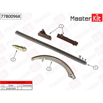 Комплект цепи грм MB 2.0D/2.5D/3.0D OM602,OM603 (без звездочек) <b>MASTERKIT 77B0096K</b>