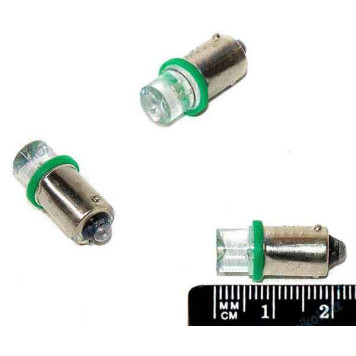 Лампа (LS22) светодиодная T8,5 (BA9s) 1 диод, зеленая, вогнутый конус 12V А12/4
