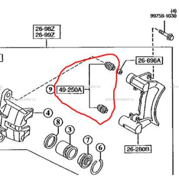 Пыльники направляющих заднего суппорта MAZDA J0012645Z (компл.4шт)-1
