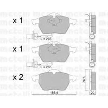 Колодки тормозные дисковые для AUDI A6(4B2,4B5,C5) <b>METELLI 22-0181-3</b>