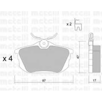 Колодки тормозные дисковые для MITSUBISHI CARISMA(DA#), COLT CZC(RG), COLT PLUS(Z2#W), COLT(Z2#A,Z3#A), SPACE STAR(DG#A) / VOLVO S40(VS), V40(VW) <b>METELLI 22-0347-0</b>