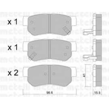 Колодки тормозные дисковые для HYUNDAI ELANTRA, GETZ, GRANDEUR, HIGHWAY, SANTA FE, SONATA, TRAJET, TUCSON, XG / KIA MAGENTIS, OPIRUS, SPORTAGE <b>METELLI 22-0365-0</b>