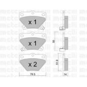 Колодки тормозные дисковые для TOYOTA CELICA, COROLLA, PRIUS, YARIS <b>METELLI 22-0424-0</b>
