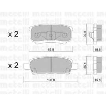 Колодки тормозные дисковые для CHRYSLER SEBRING / JEEP COMPASS, PATRIOT / MITSUBISHI LANCER, OUTLANDER <b>METELLI 22-0737-0</b>