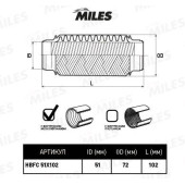 Гофра глушителя (виброкомпенсатор) 51X102мм InterLock MILES HBFC51X102