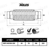 Гофра глушителя (виброкомпенсатор) 49X166-200мм с выпусками InnerBraid MILES HBFE49X166-200