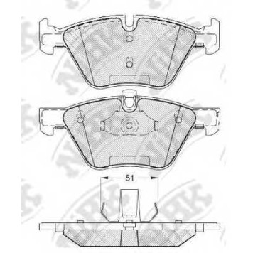 Колодки тормозные дисковые передний для BMW 3(E90,E91,E92,E93), 5(E60,E61), X1(E84), Z4(E89) <b>NiBK PN0513</b>