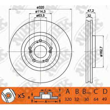 Тормозной диск NiBK RN1406