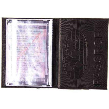 Бумажник водителя кожаный черный с отделением для паспорта с рельефным рисунком " Ретроавто" -1