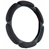 Оплетка на руль M (38см) спонжевая 6 подушек черная NOVA-PRO