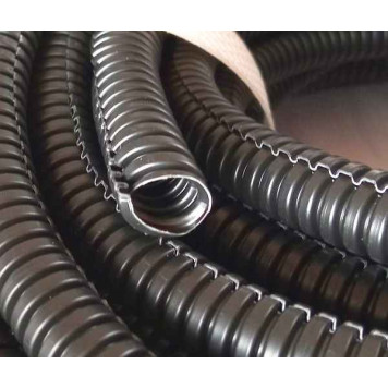 Трубка гофрированная d 9.8мм для изоляции проводов разрезная (цена за 1м) черная