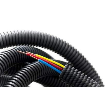 Трубка гофрированная d12,7мм для изоляции проводов разрезная (цена за 1м) черная