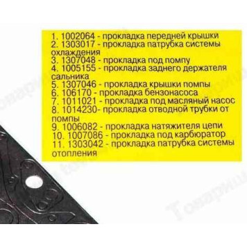 Набор прокладок двигателя ВАЗ 2101 (76,0) паронит (11 шт) <b>2107-1003020</b>-1