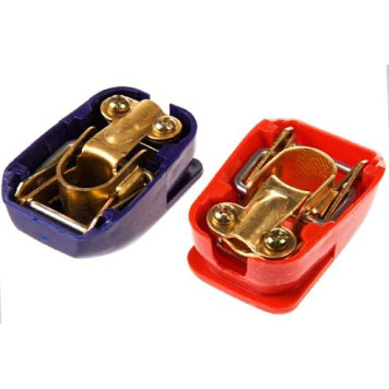 Клеммы АКБ широкие быстросъемные с крышками стальные с латунным покрытием-1