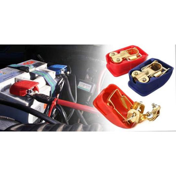 Клеммы АКБ широкие быстросъемные с крышками стальные с латунным покрытием-3