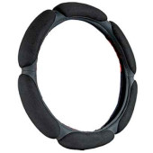 Оплетка на руль XL (41см) спонжевая (6 подушек) черная