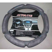 Оплетка на руль M (38см) спонжевая 6 подушек серая AUTOLUXE AL-021GM