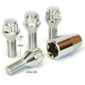 Набор секретных болтов М12*1,25*29 ВАЗ, иномарки (4 болта и 1 ключ, хром.) LS <b>КРЕПЕЖ СН 59605</b>