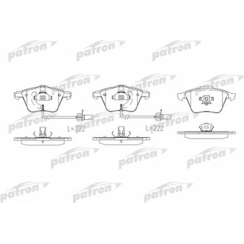 Колодки тормозные дисковые передний для AUDI A4(8E2, 8E5, 8EC, 8ED, 8H7, 8HE, B6, B7), A6(4B2, 4F2, 4F5, 4FH, C5, C6) <b>PATRON PBP1629</b>