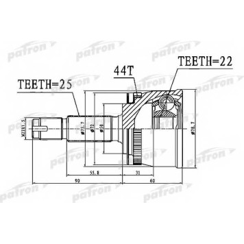 Шарнирный комплект приводного вала PATRON PCV1111