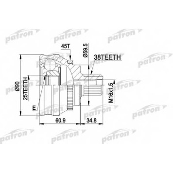 Шарнирный комплект приводного вала PATRON PCV1121