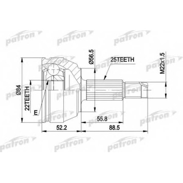 Шарнирный комплект приводного вала PATRON PCV1125