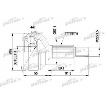 Шарнирный комплект приводного вала PATRON PCV1201