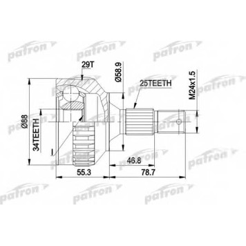 Шарнирный комплект приводного вала PATRON PCV1292