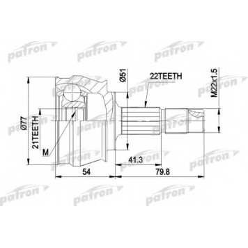 Шарнирный комплект приводного вала PATRON PCV1296