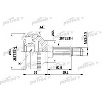 Шарнирный комплект приводного вала PATRON PCV1328