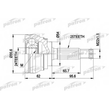 Шарнирный комплект приводного вала PATRON PCV1332