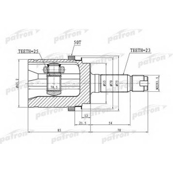 Шарнирный комплект приводного вала PATRON PCV1338